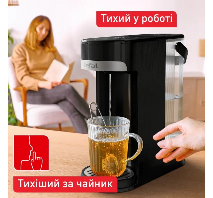 Електрочайник-диспенсер Tefal Instant Hot Water 2л, 5 темп.реж, миттєве нагрівання, сенc. управління, чорний