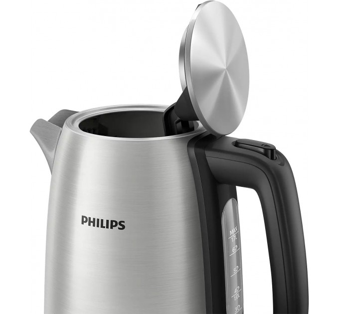 Електрочайник Philips Viva Collection 1.7л, LED підсвітка, сріблясто-чорний