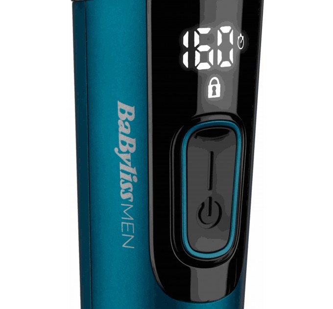 Машинка для стрижки Babyliss, сеть+акум., вибрационный мотор, насадок-8, кейс, титан.напыл., синий