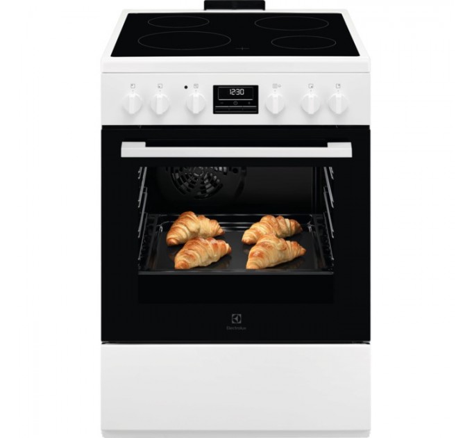 Плита Electrolux электрическая стеклокерамическая, 58л, 60x60см, конвекция, пар, белый