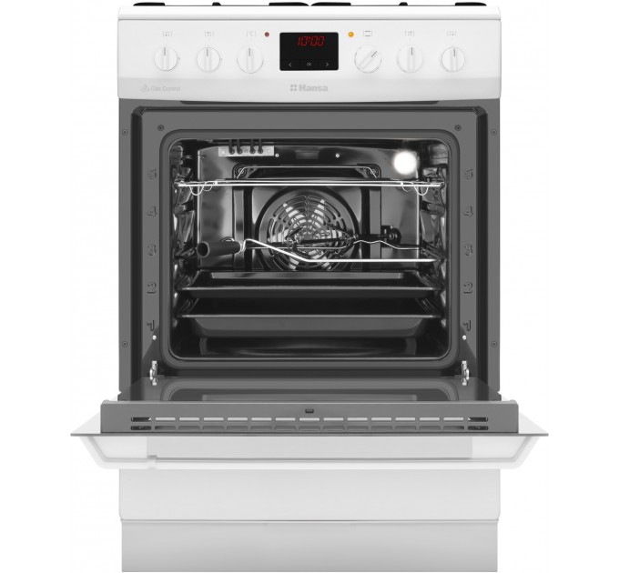 Плита Hansa з комбі. вар. поверхнею, 60х60см, 62л, емаль, газ контр., дисплей, білий