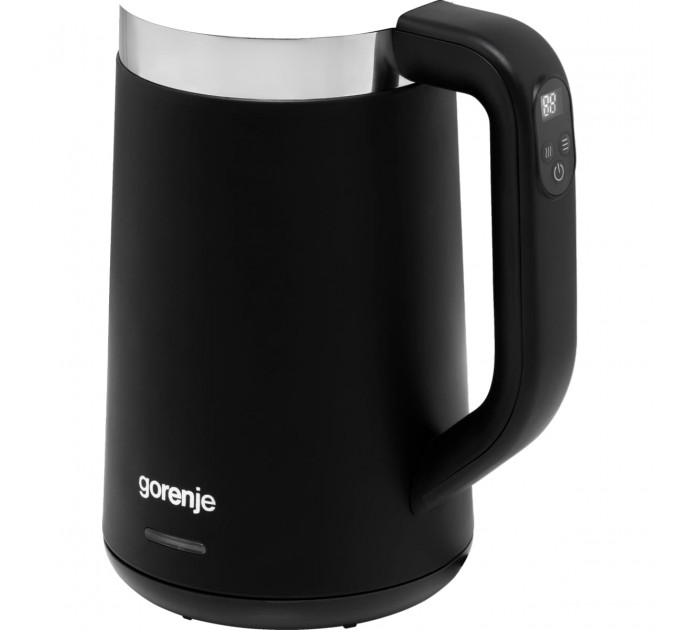 Электрочайник Gorenje 1.7л, LED дисплей, Strix контроль, черный