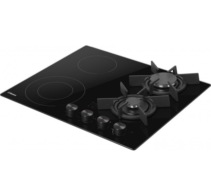 Варочная поверхность Hansa комбинированная (2 газ + 2 электро), 59,2см, расширенная зона, чугун, черный