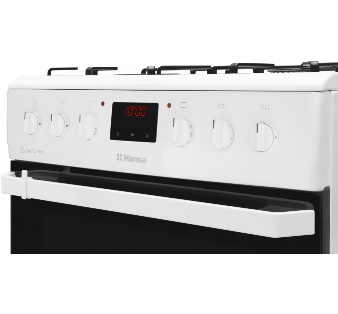 Плита Hansa з комбі. вар. поверхнею, 60х60см, 62л, емаль, газ контр., дисплей, білий