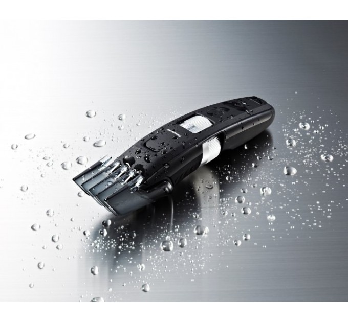 Триммер Panasonic для бороды и усов, сеть+акум., насадок-4, сталь, черный