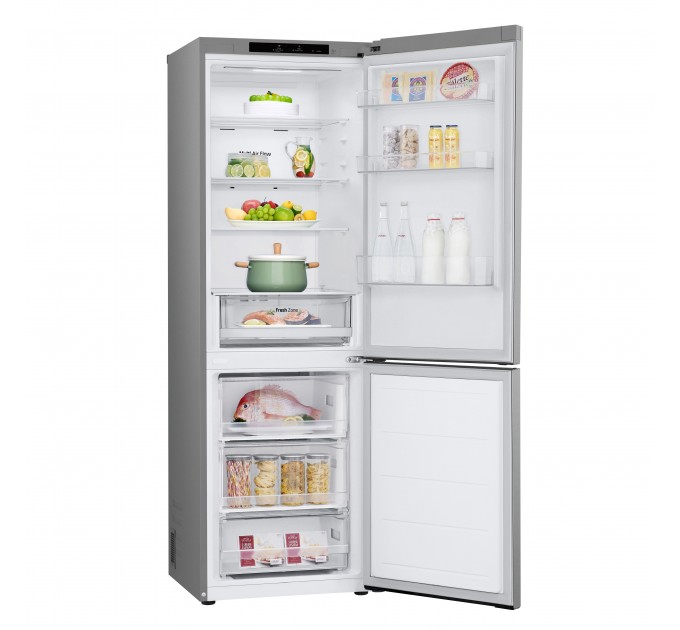 Холодильник LG с нижн. мороз., 186x60х68, холод.отд.-234л, мороз.отд.-107л, 2дв., А++, NF, инв., диспл внутр., зона св-ти, серебристый