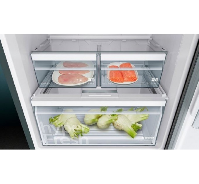 Холодильник Siemens з нижн. мороз., 203x70x67, xолод.відд.-330л, мороз.відд.-105л, 2дв., А++, NF, дисплей, графіт