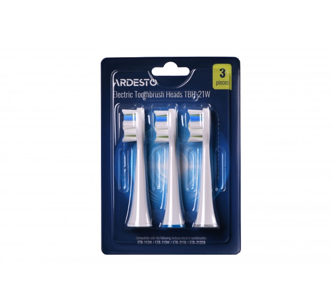 Насадка для электрических зубных щеток ARDESTO (ETB-212CB, ETB-211B, ETB-113W, ETB-112W), белая, 3 шт. в комплекте