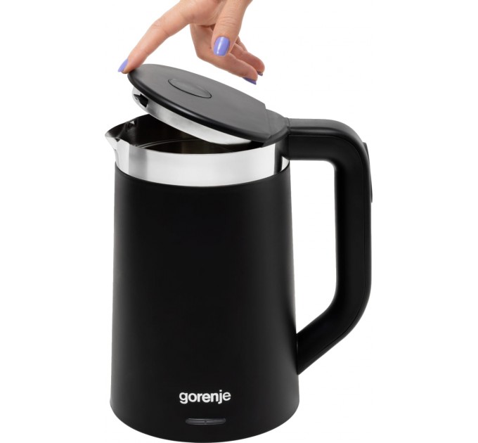Электрочайник Gorenje 1.7л, LED дисплей, Strix контроль, черный