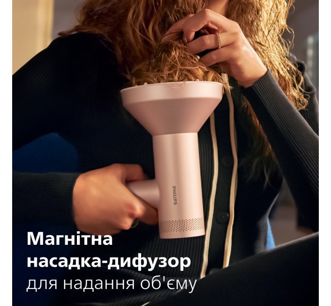 Фен Philips 8000 Series, 1400Вт, 3 режими, іонізація, хол. обдув, турборежим, рожевий