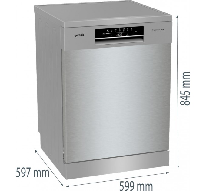 Посудомоечная машина Gorenje, 16компл., A+++, 60см, дисплей, 3 корзины, AquaStop, серый