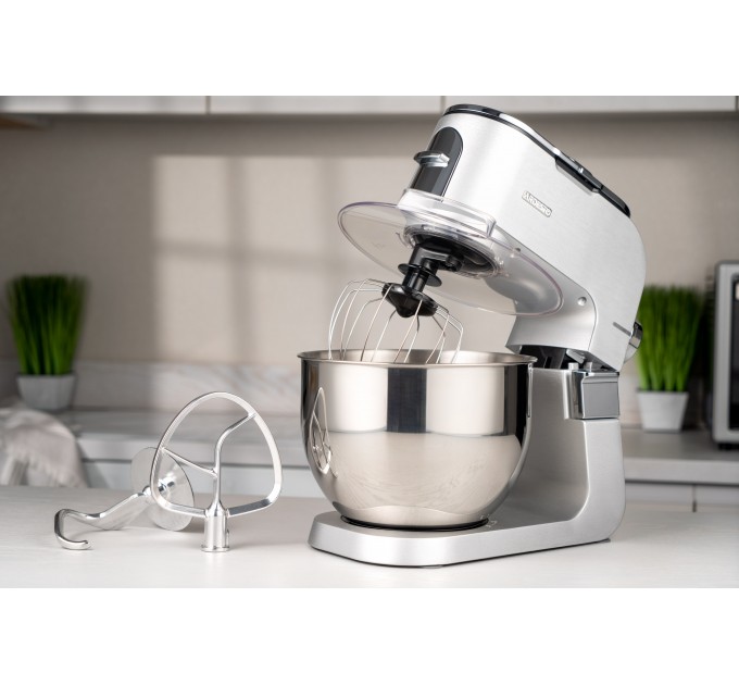 Кухонна машина ARDESTO 1500Вт, чаша-метал, корпус-метал, насадок-10, сріблясто-сірий