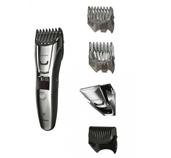 Триммер Panasonic для бороды, усов, головы и тела, сеть+акум., насадок-3, кейс, сталь, чорно-серебристый