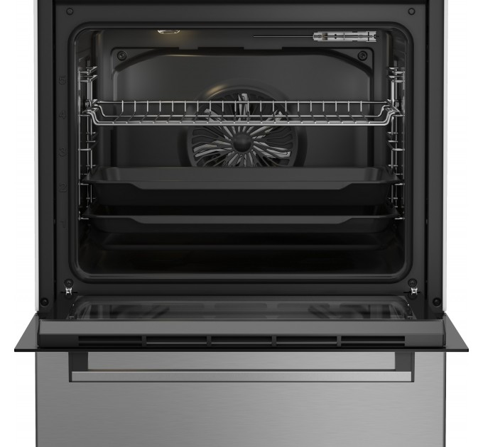 Плита Beko электрическая стеклокерамическая, 72л, 60x60см, дисплей, конвекция, нерж