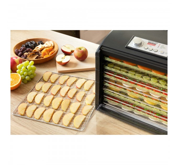 Сушка для продуктов Sencor, 500Вт, поддонов -6x2см, диаметр-33см, макс-70°С, сетка для ягод, металл, пластик, черный