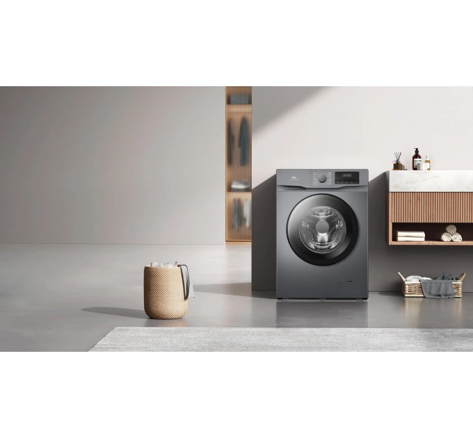 Пральна машина TCL фронтальна, 10кг, 1400, A+++, 62см, дисплей, пара, інвертор, сірий