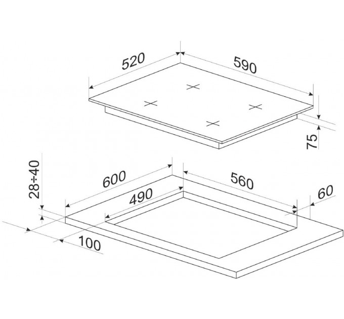 Варильна поверхня Hansa газова, 60см, чорний
