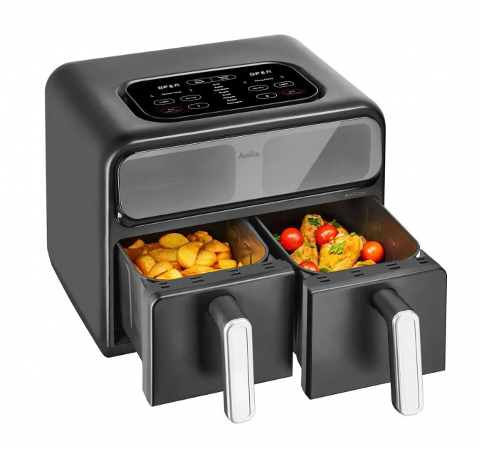 Мультипечь Amica 2400Вт, чаша - 2*4.0л, сенсорное управл., 8 авто. программ, пластик, черный