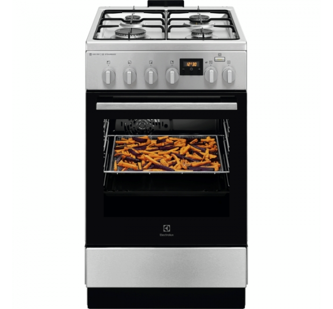 Плита Electrolux комбинированная, 58л, 50x60см, дисплей, конвекция, чугун, пар, нерж