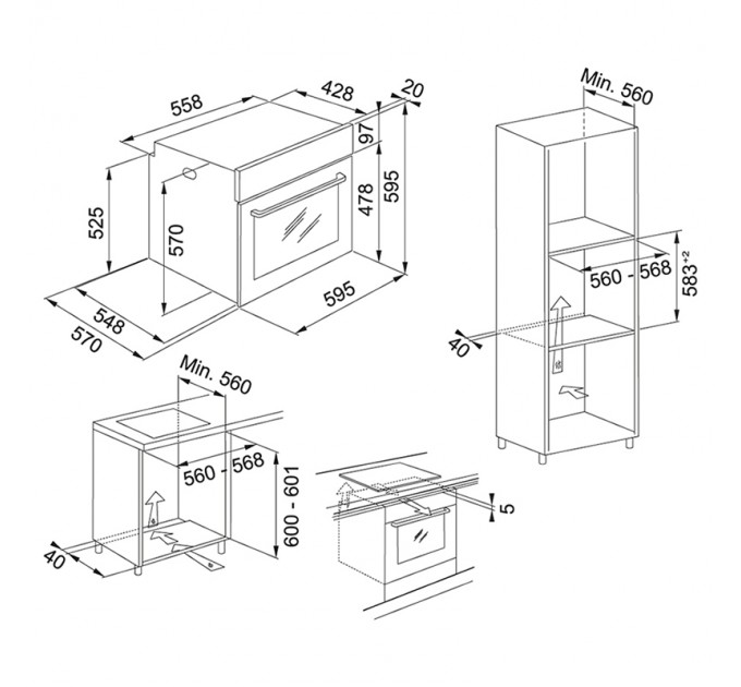 Духова шафа Franke електрична, 71л, дисплей, таймер, чорний