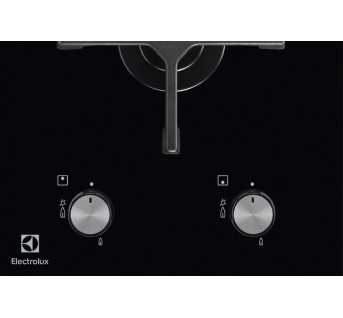 Варильна поверхня Electrolux газова на склі, 30см, чавун, Доміно, чорний