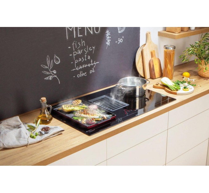 Варильна повверхня Gorenje індукційна, 83см, розширена зона, вбудована витяжка, 620м.куб/год, чорний