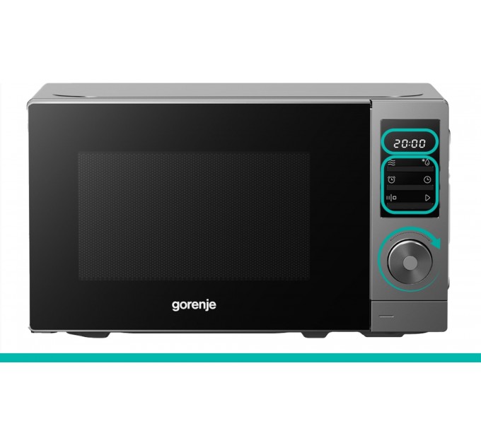 Мікрохвильова піч Gorenje, 20л, електр. керув., 700Вт, дисплей, нерж