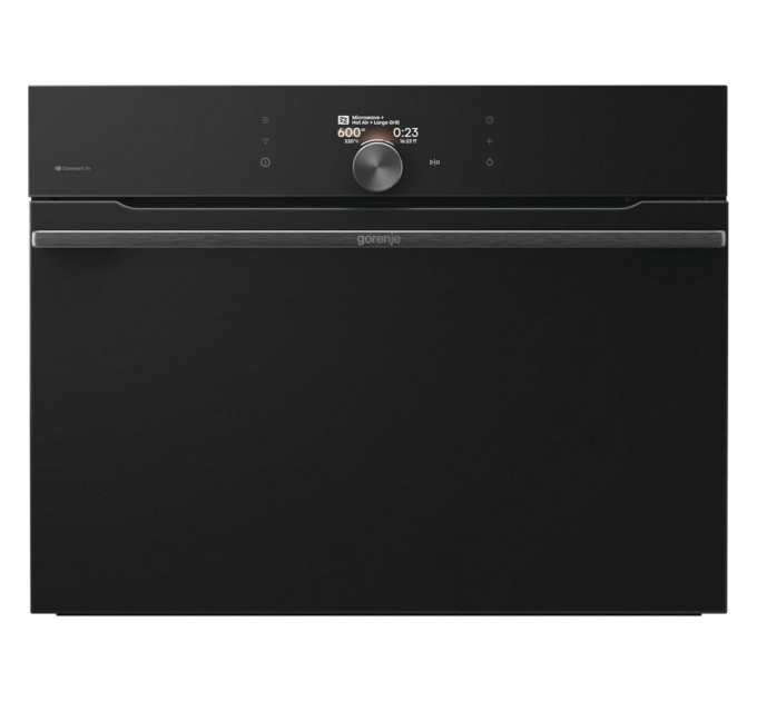 Духова шафа Gorenje електрична компактна, 50л, A+, дисплей, Wi-Fi, ф-ція мікрохвиль, чорний