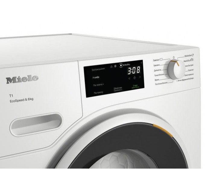 Сушильна машина Miele TWC 640 WP тепловий насос, 8кг, A+++, 64.3см, дисплей, інвертор, люк чорний, білий