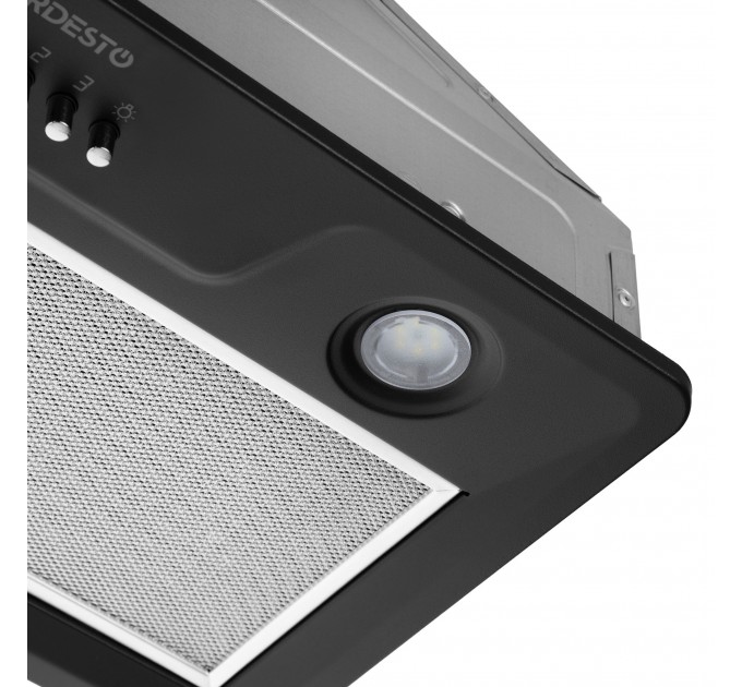 Вытяжка ARDESTO встраиваемая, 52см, 450м3ч, метал, 2х1Вт LED, кнопочное, черный