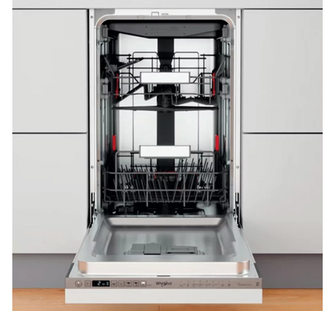 Посудомоечная машина Whirlpool встраиваемая, 10компл., A+++, 45см, дисплей, инвертор, 3я корзина, белый