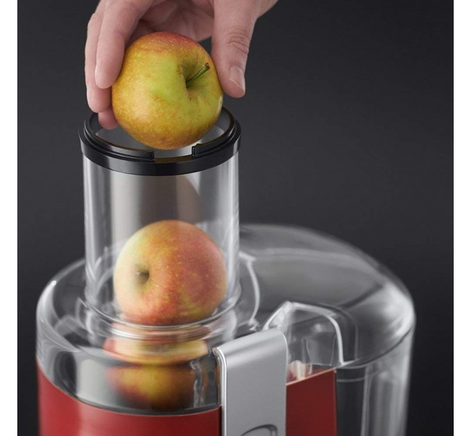 Соковыжималка Russell Hobbs Desire центробежная 550Вт, чаша-0.75л, жмых-2л, пластик, красно-черный
