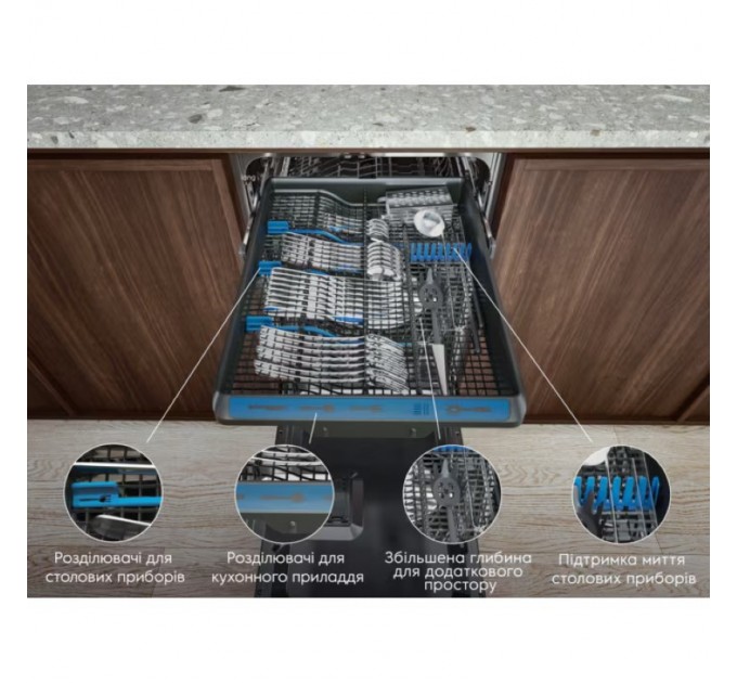 Посудомийна машина Electrolux вбудована, 10компл., Е, 45см, дисплей, інвертор, 3й кошик, чорний