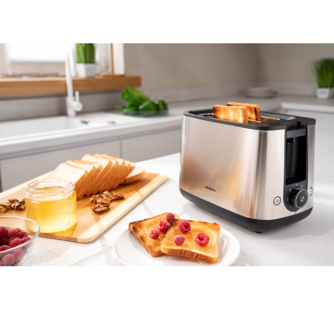 Тостер ARDESTO Steel Collection 800Вт, металл/пластик, серебристый-черный