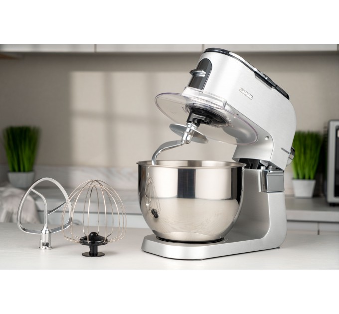 Кухонна машина ARDESTO 1500Вт, чаша-метал, корпус-метал, насадок-10, сріблясто-сірий