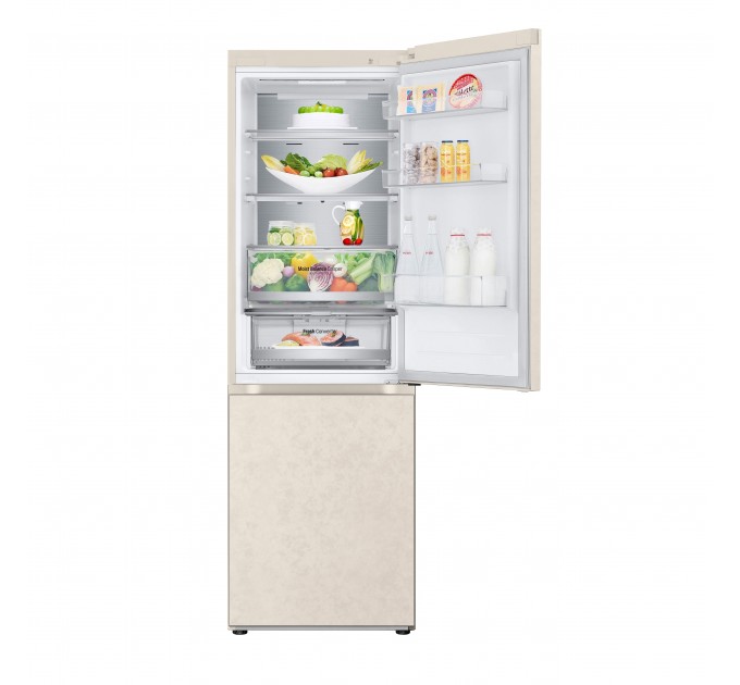 Холодильник LG з нижн. мороз., 186x60х68, холод.відд.-234л, мороз.відд.-110л, 2дв., E, NF, інв., диспл зовн., Fresh Сonverter, Metal Fresh, бежевий