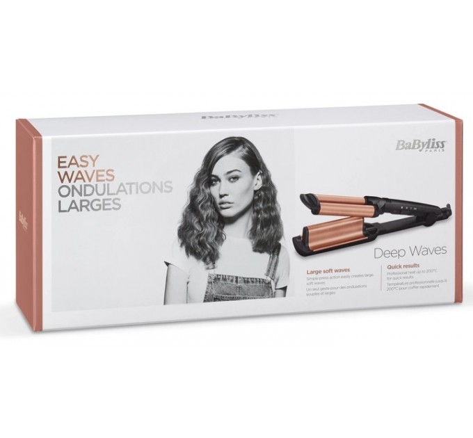 Плойка Babyliss Depp Waves гофре , 85Вт, темп.режимов-3, 160-210С, естественные волны, керамика, турмалин , черный