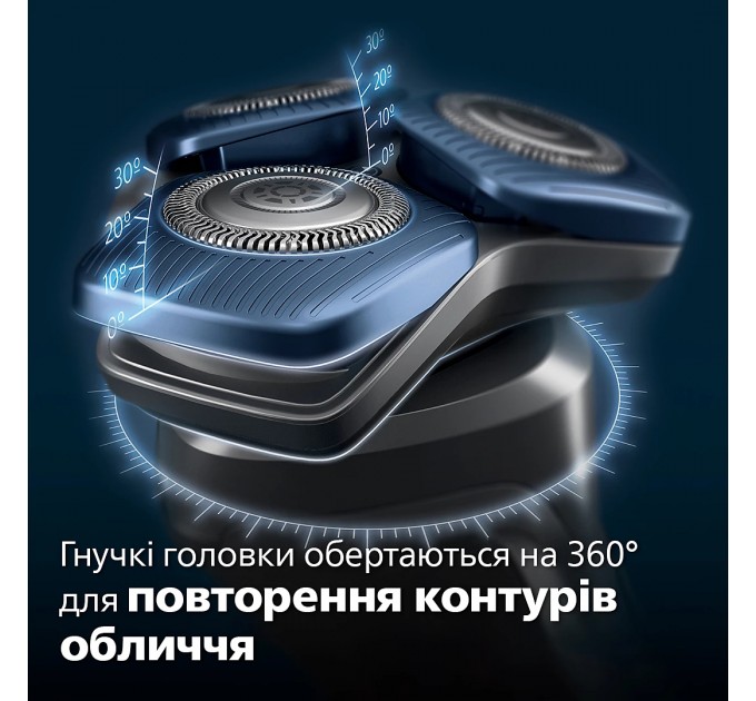 Бритва електр. Philips Series 7000 SkinIQ роторная, бритв.головок-4, Li-Ion, сух.+влажн., индикат. заряда, триммер, чехол, черный