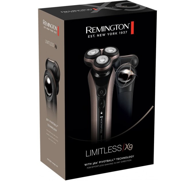 Бритва електр. Remington Limitless X9, роторная, 5.5Вт, бритв.головок-3, Li-Ion, сух.+влажн., триммер, черно-коричневый