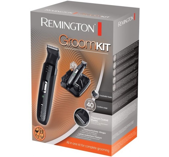 Набор для стрижки Remington для бороды Groom Kit, усов, головы и носа, акум., насадок-10, титан.напыл., черный