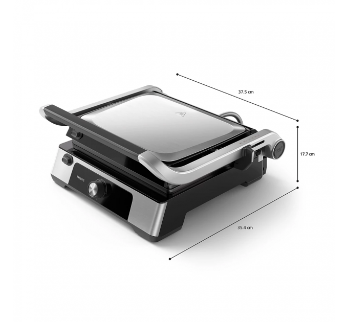 Гриль Philips прижимний Series 5000, 2200Вт, з`ємні пластини, розкриття на 180°, метал