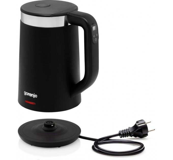 Электрочайник Gorenje 1.7л, LED дисплей, Strix контроль, черный