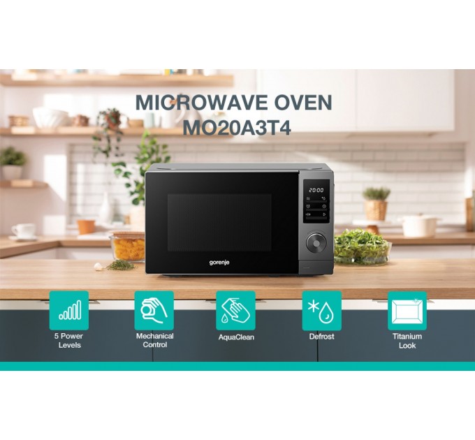 Мікрохвильова піч Gorenje, 20л, електр. керув., 700Вт, дисплей, нерж