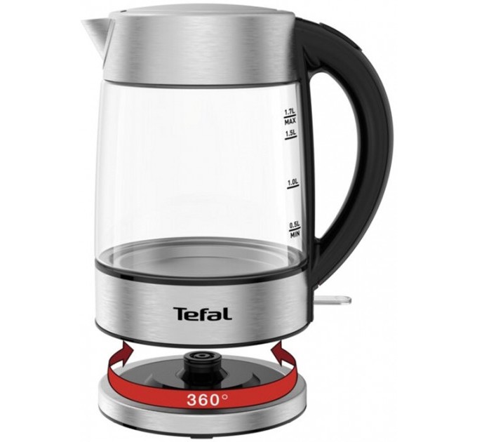 Електрочайник Tefal Glass Kettle 1.7л, скло, з підсвіткою, сріблясто-чорний