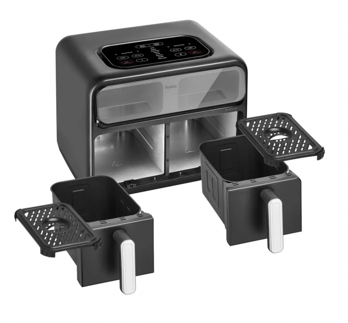 Мультипечь Amica 2400Вт, чаша - 2*4.0л, сенсорное управл., 8 авто. программ, пластик, черный