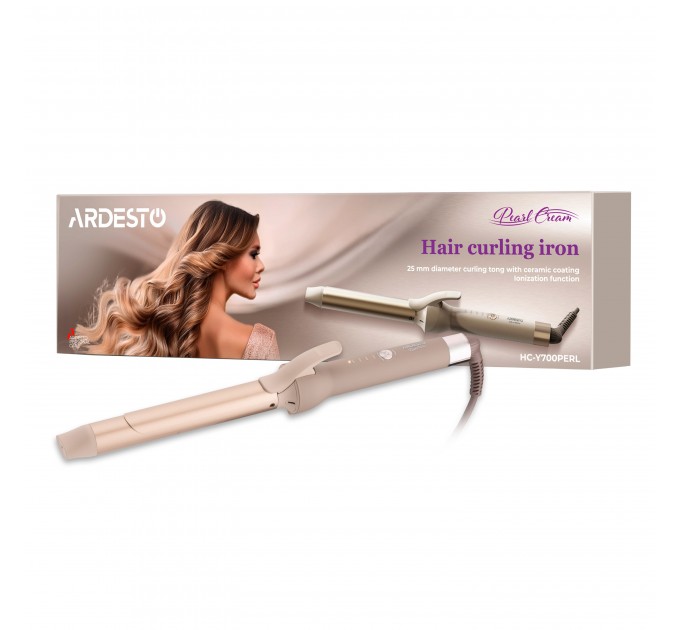 Плойка ARDESTO Pearl Cream HC-Y700PER , 48Вт, >200С, дисплей, керамика, бежевый