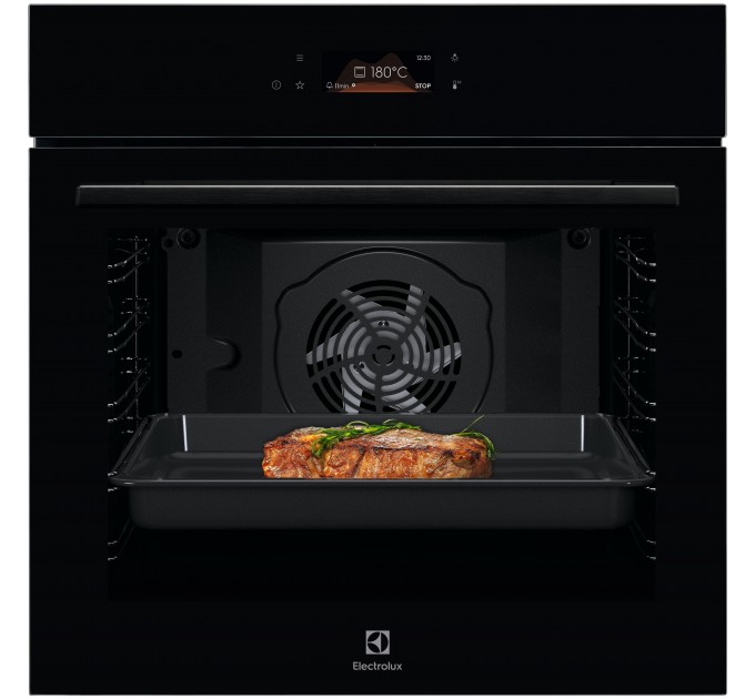 Духовой шкаф Electrolux электрический, 72л, A+, дисплей, конвекция, пиролиз, телескопические направляющие, черный