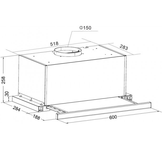 Вытяжка Hansa встраиваемая, 60см, 417м3ч, нерж