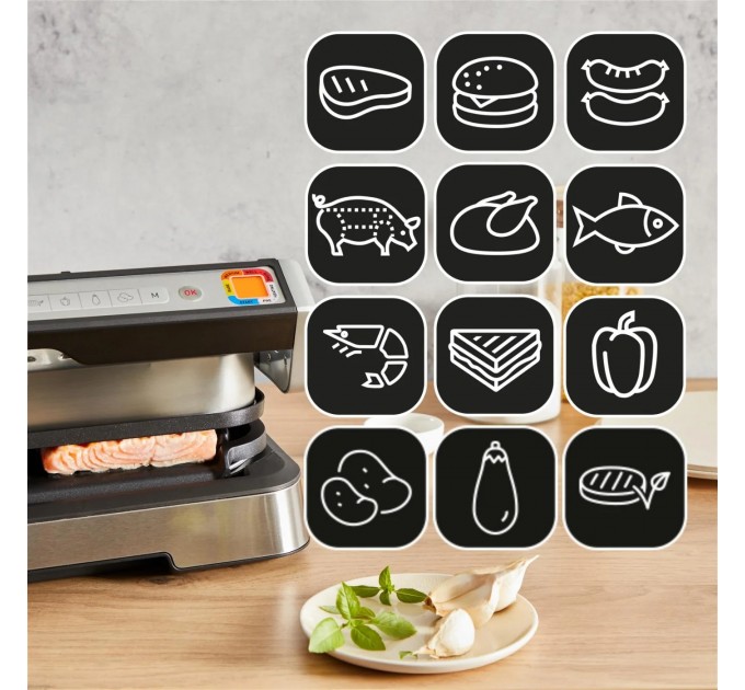 Гриль Tefal прижимной OptiGrill 4in1 XL 2200Вт, темп. режимов-4 съёмные пластины, металл