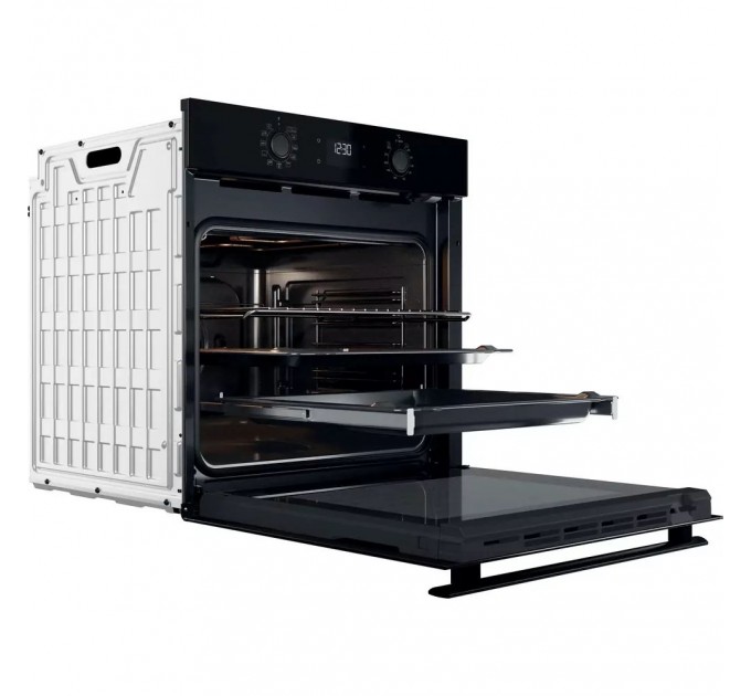 Духова шафа Whirlpool електрична, 71л, A+, дисплей, конвекція, телескопічні напрямні, чорний